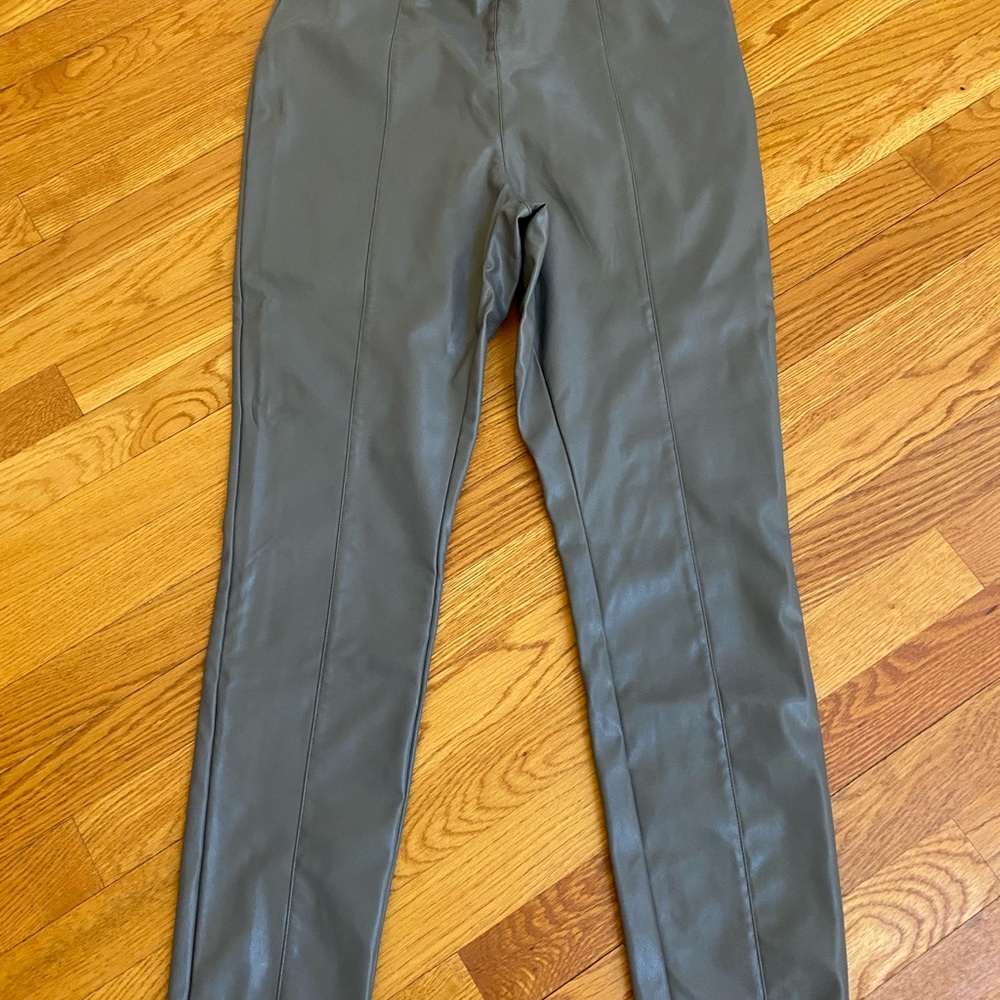 Grey faux leather leggings
